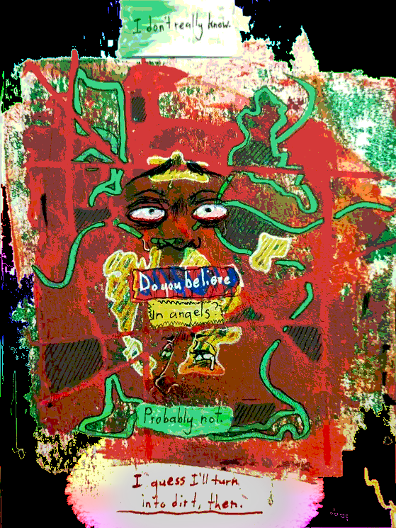 Mixed media drawing of faces
